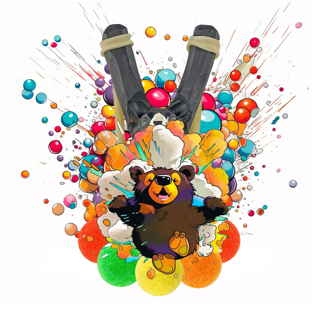 Wooden Bear Slingshot + Felt Ammo (pack of 10) - Hella Slingshots