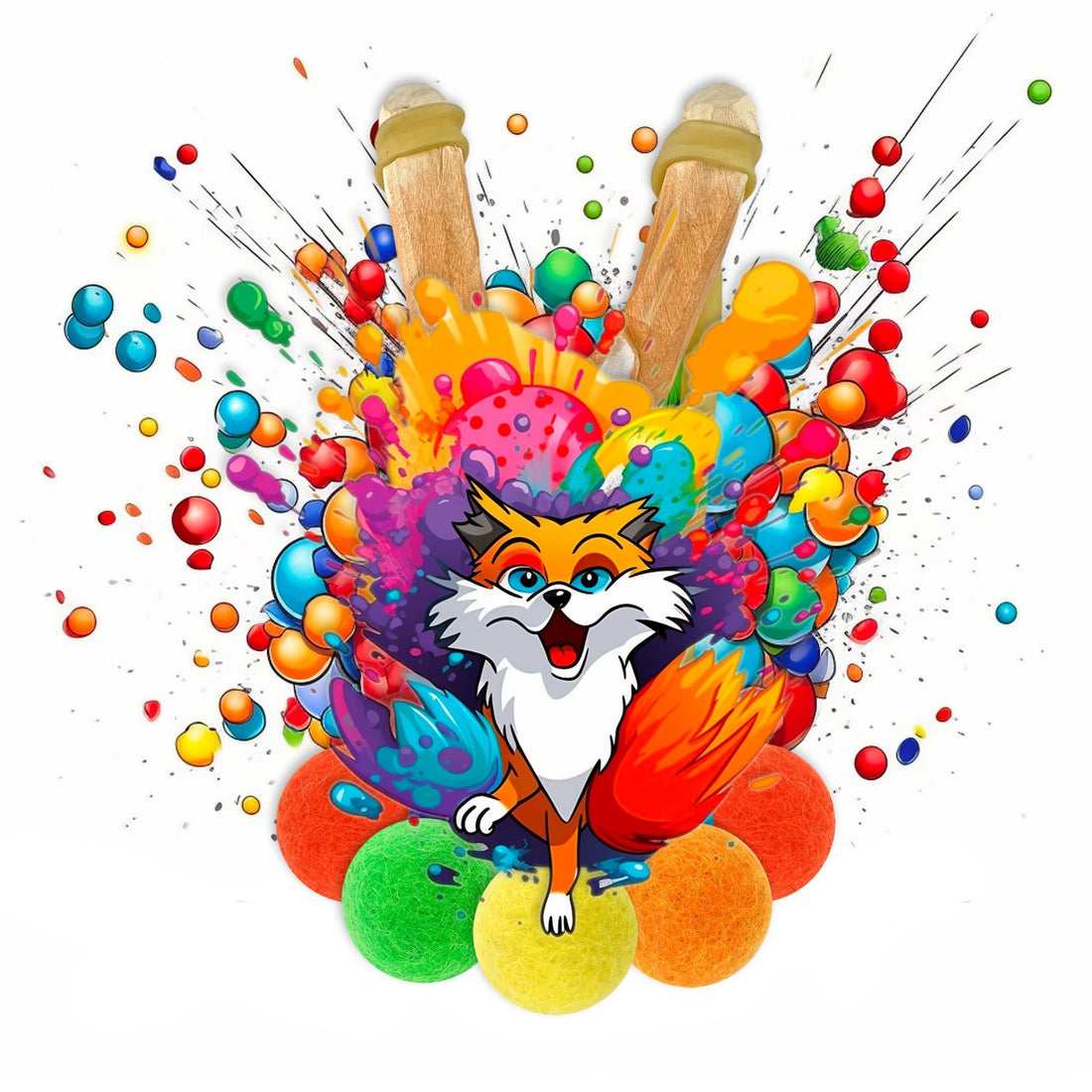 Wooden Fox Slingshot + Felt Ammo (pack of 10) - Hella Slingshots