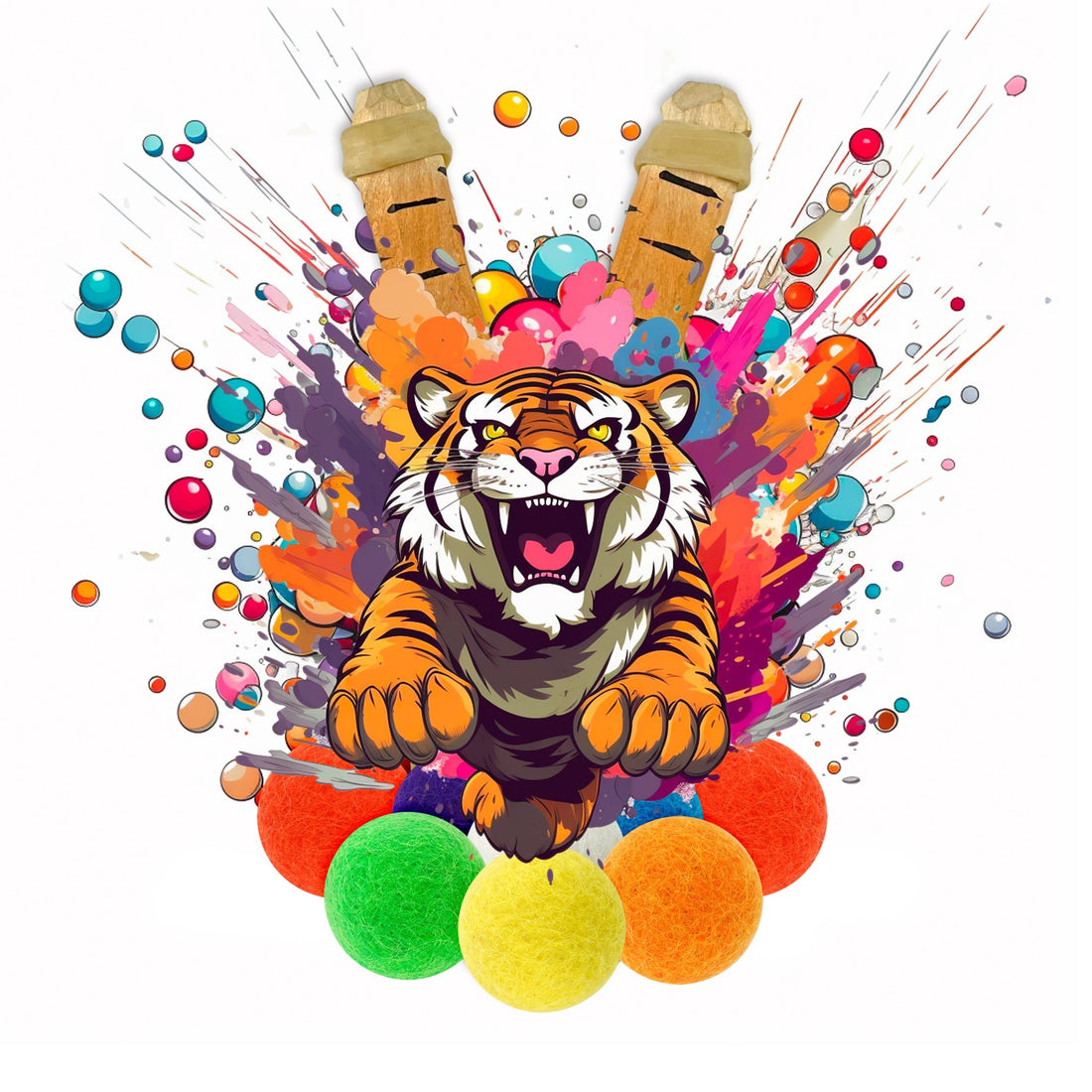 Wooden Tiger Slingshot + Felt Ammo (pack of 10) - Hella Slingshots