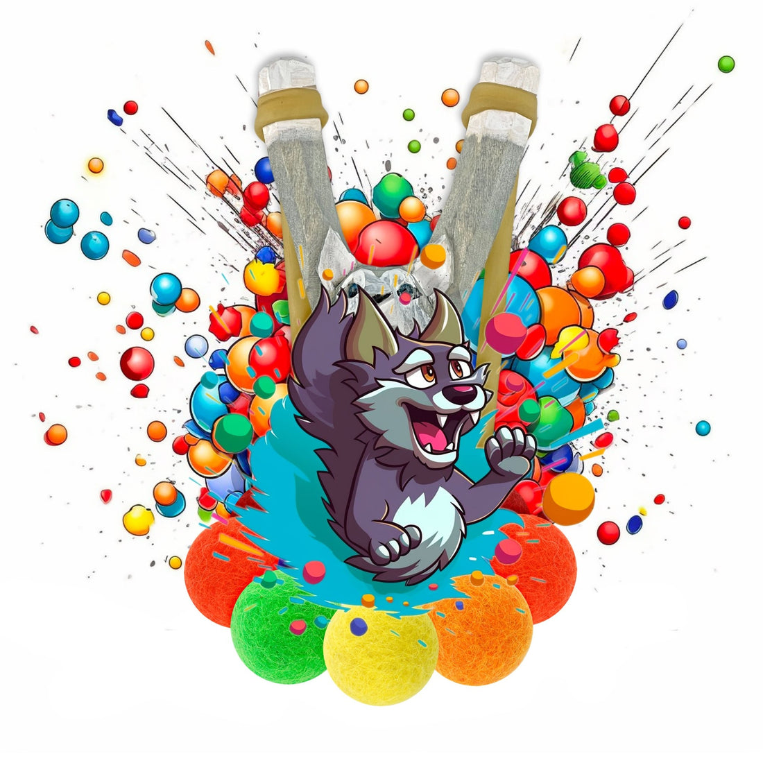 Wooden Wolf Slingshot + Felt Ammo (pack of 10) - Hella Slingshots