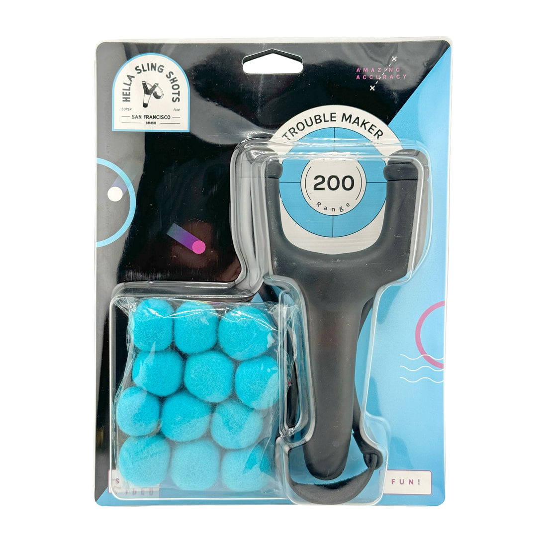 Black Trouble Maker Slingshot + Felt Ammo - Hella Slingshots