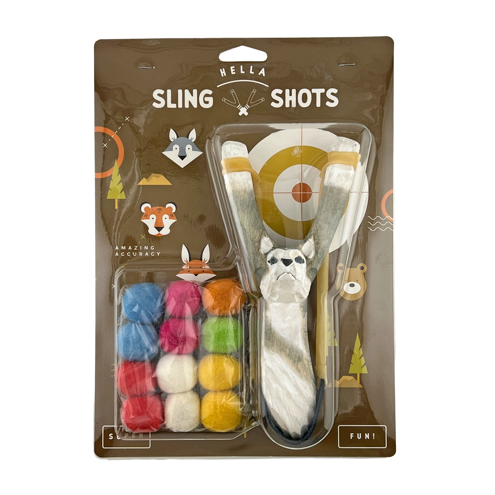 Wooden Wolf Slingshot + Felt Ammo  (pack of 10) - Hella Slingshots